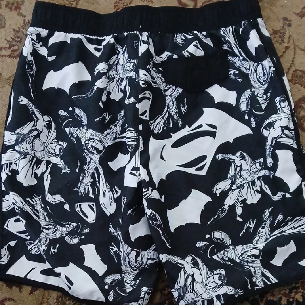 DC Comics Black and White Swim Trunks Dynamic Design